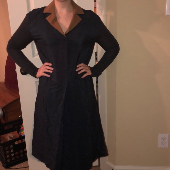 Marni collared silk dress wool sleeves charcoal 40 - Picture 1 of 5